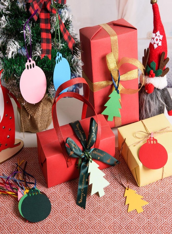 MixTeach 240 Pcs Christmas Hanging Gift Tags 120 Pcs Round Ornaments Labels and 120 Pcs Christmas Tree Hanging Labels with 240 Pcs Ribbons for DIY Crafts Christmas Gift Wrapping Favors Party Decor - Image 4